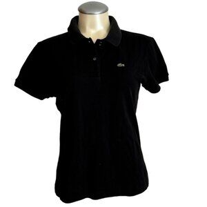 Lacoste Black Polo Short Sleeve Collared Golf Shirt 2 Buttons Size 44